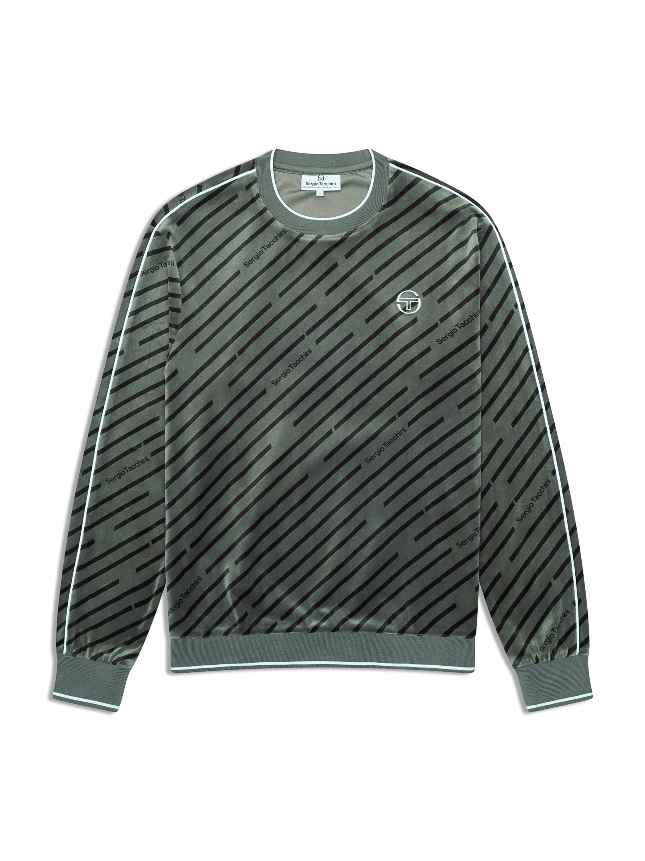 Obliquo Velour Crewneck-Agave Green